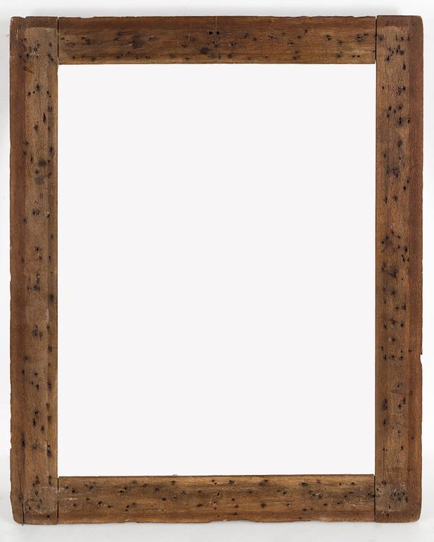 AN 18TH CENTURY OAK PICTURE FRAME.