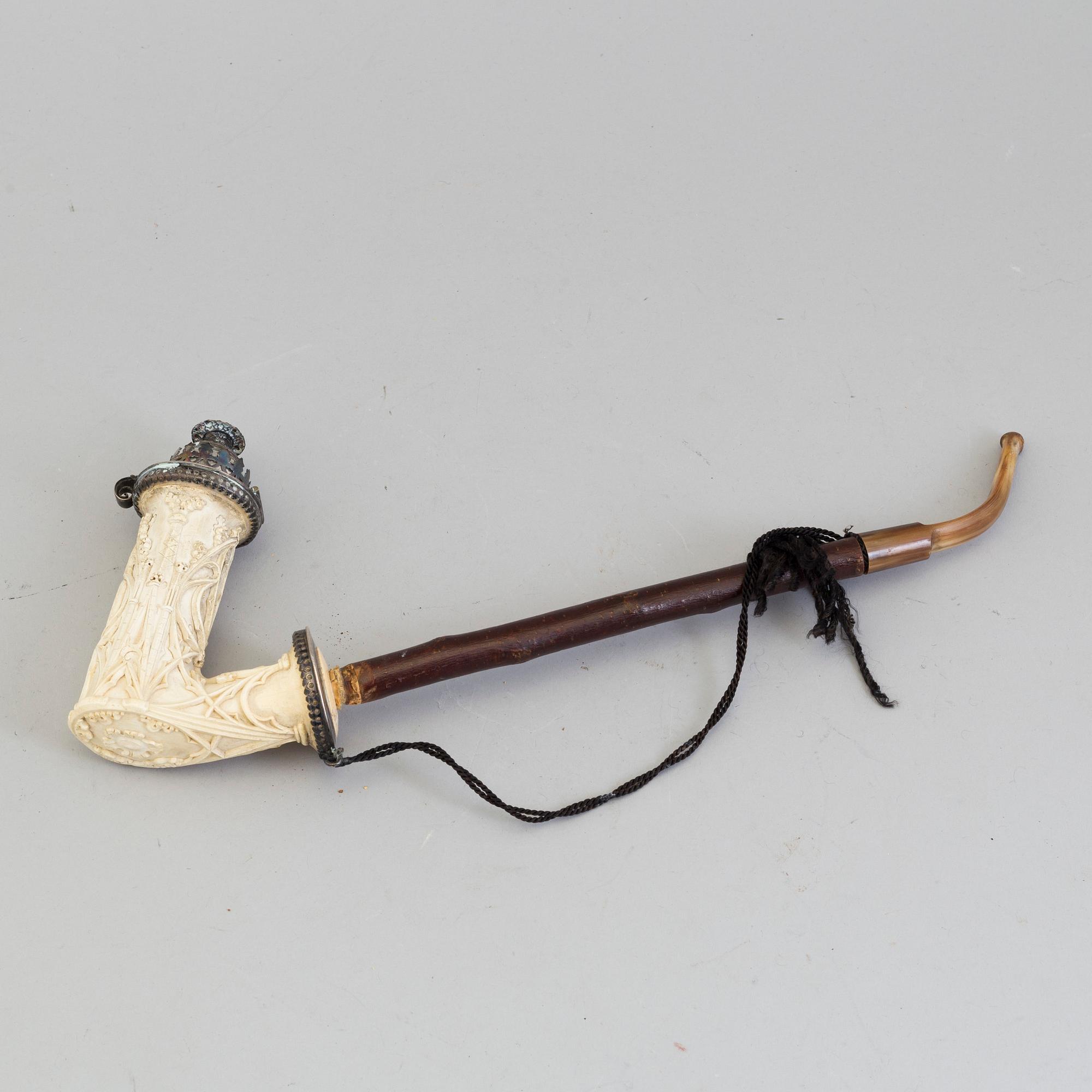 AN AUSTRIA HUNGARY PIPE, silver, dated 1835.