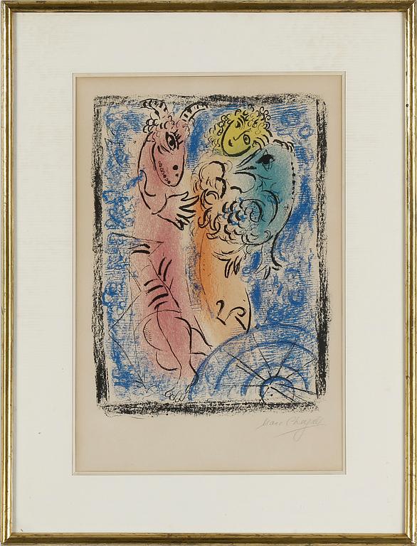 MARC CHAGALL, färglitografi, 1962, signerad med blyerts, utgiven av Maeght, Paris.