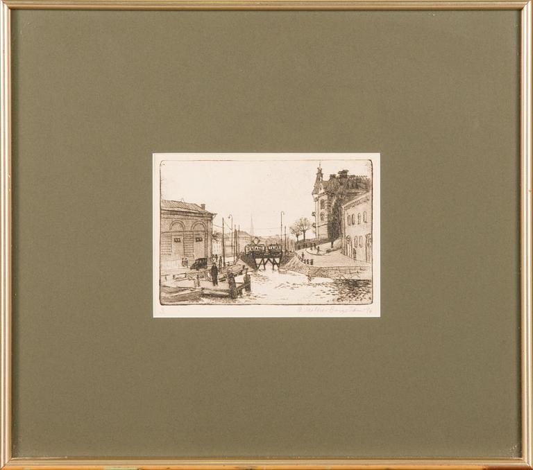 ERNST METHER-BORGSTRÖM, etsning, signerad och daterad-46. Märkt nr 3.