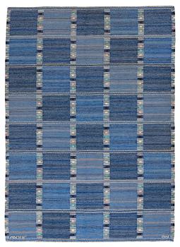 Barbro Nilsson, A CARPET, "Falurutan starkblå", flat weave, ca 196,5 x 139,5 cm, signed AB MMF BN.