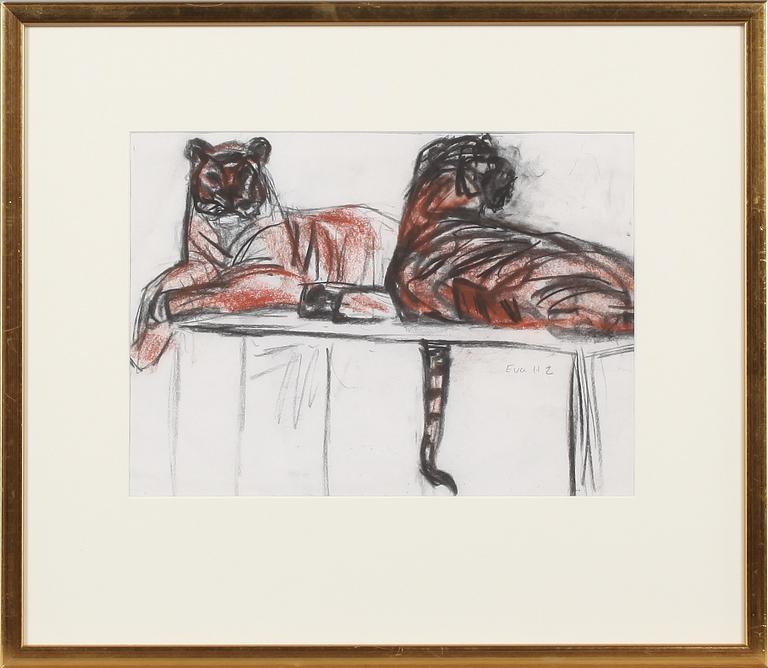 EVA ZETTERWALL, krita, signerad.