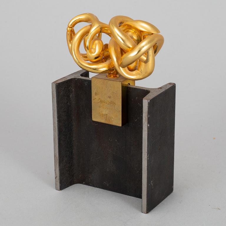 MIGUEL ORTIZ BERROCAL, gold-plated tin on base in blued steel and brass,  signed and numbered 87/500.