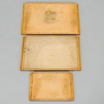 Aino Aalto, a set of three mid-20th-century wooden trays Ahlström Varkauden tehtaat for Artek, Finland.