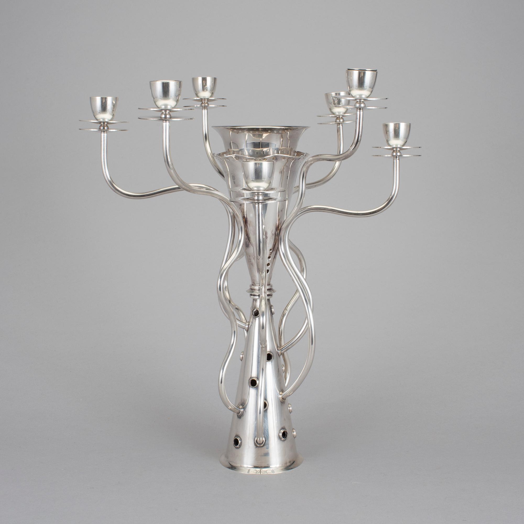BOREK SIPEK, kandelaber, nysilver, "Simon", Drade, formgiven 1989.