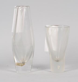 VASER, 2 st, glas, Orrefors, 1950-60-tal.