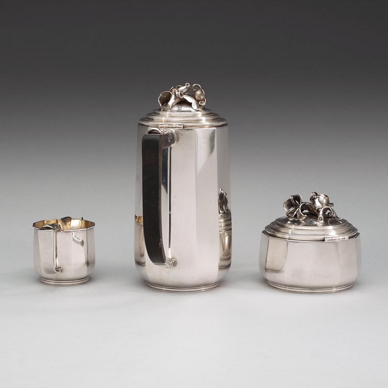 An Atelier Borgila sterling 3 pcs coffee service, Stockholm 1938.