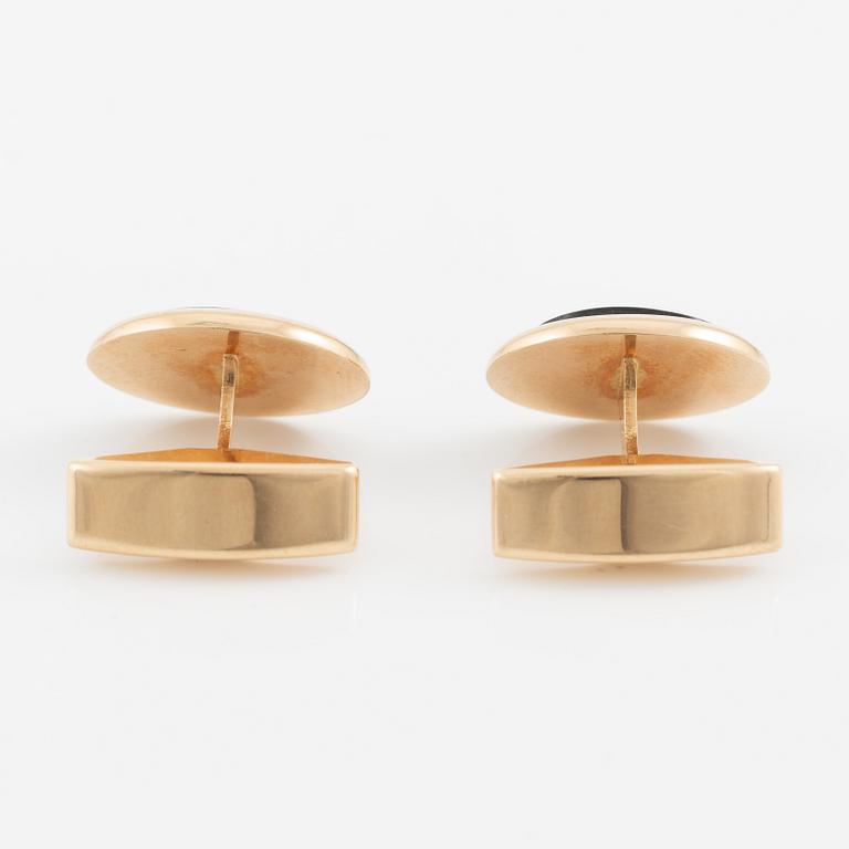 Cufflinks, a pair, 14K gold with labradorite, Saurum.