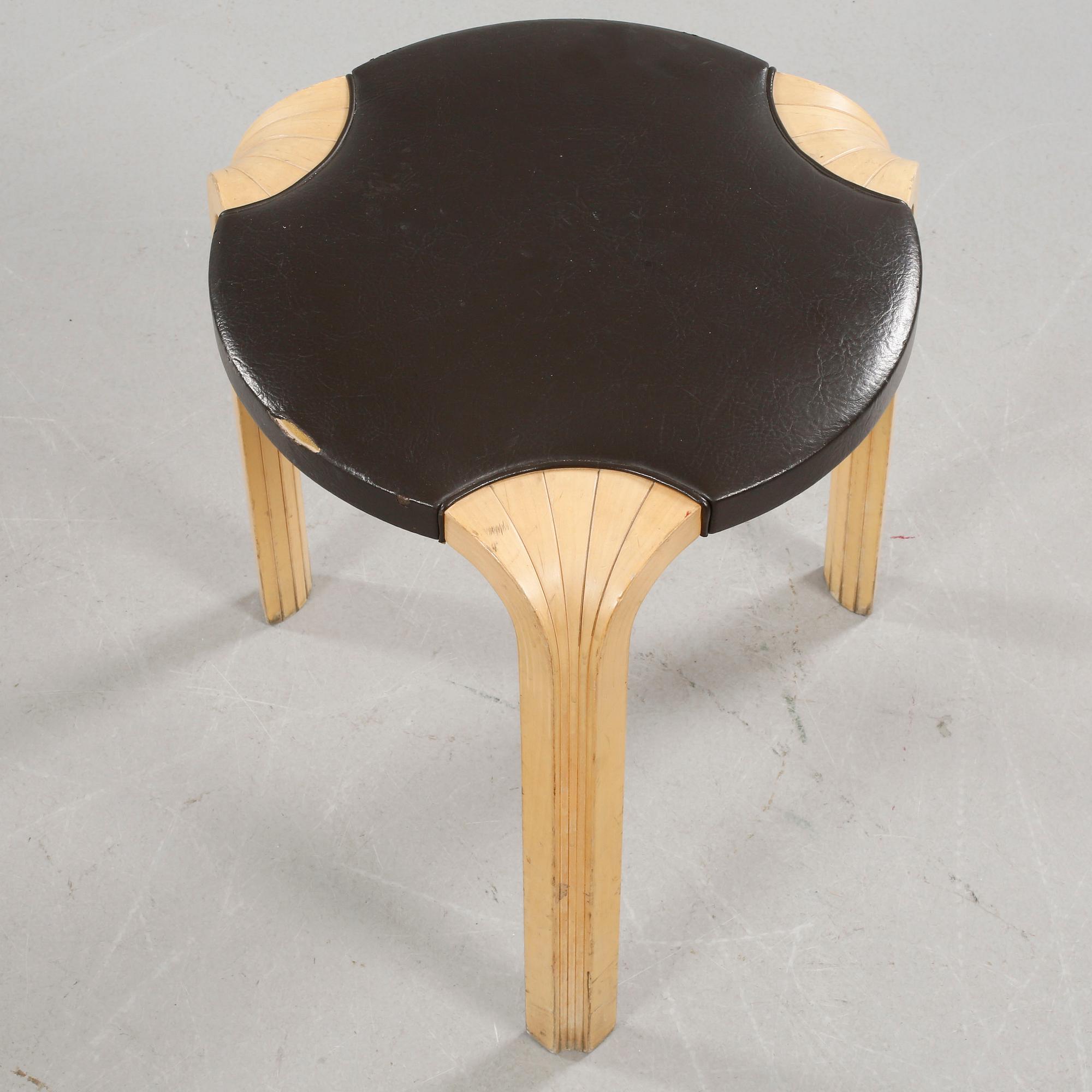 A stool, model X600, designed by Alvar Aalto, probably made by Artek, second half of the 20th century.