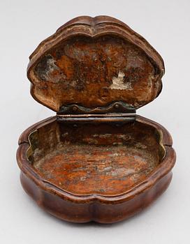 SNUSDOSA, barock, trä, 1700-tal.