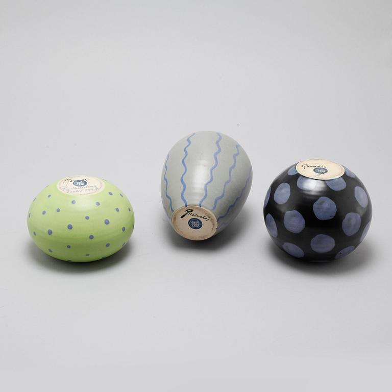 One vase, one bowl and three candleholders from Paradisverkstan at Öland, late 20th century.