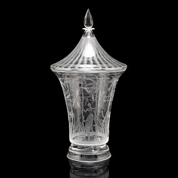 EDWARD HALD, a glass vase and cover from Orrefors, designed in 1918.