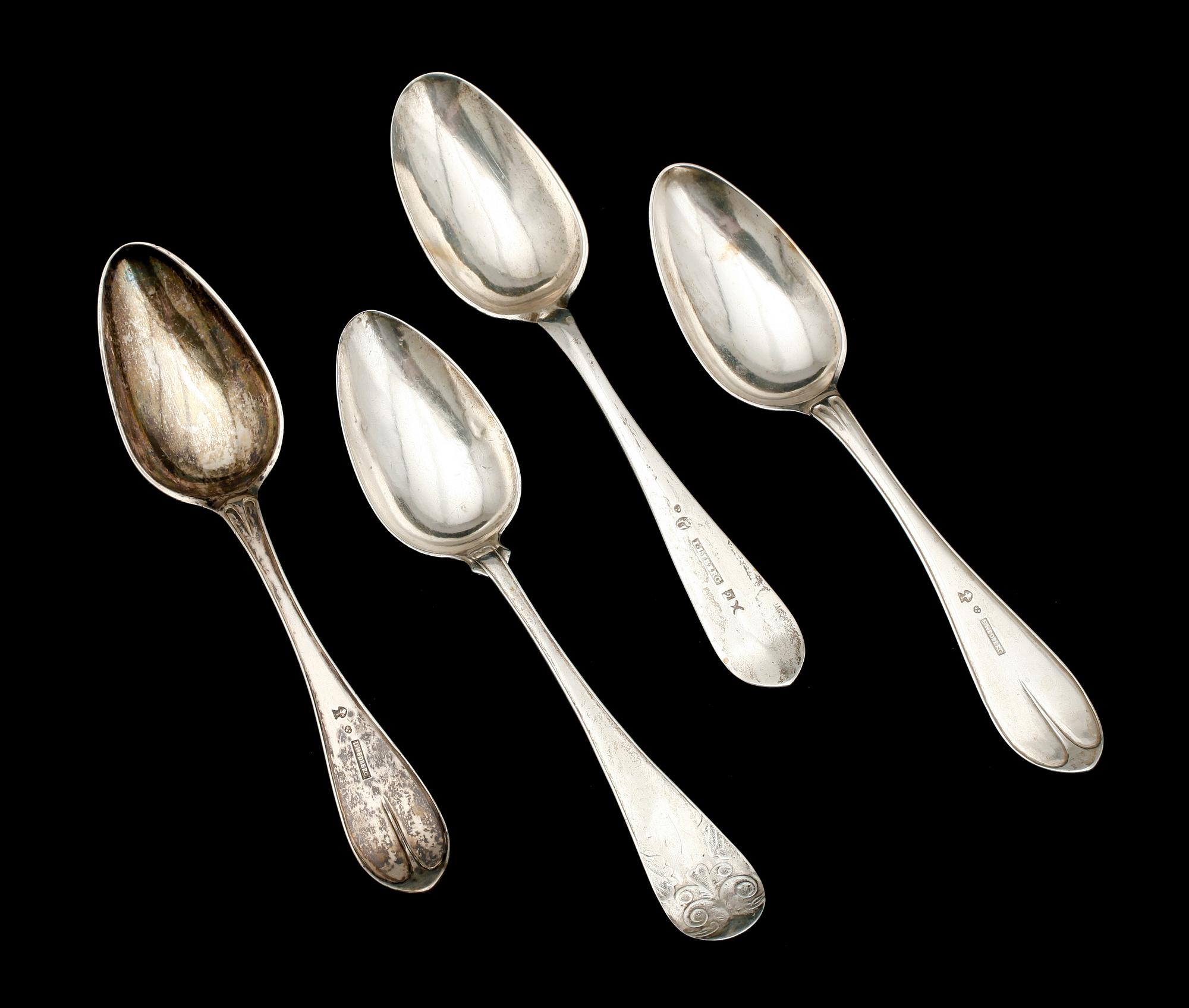 MATSKEDAR, 4 st, olika, silver, svenska stämplar, 1800-tal. Vikt ca 208 g.