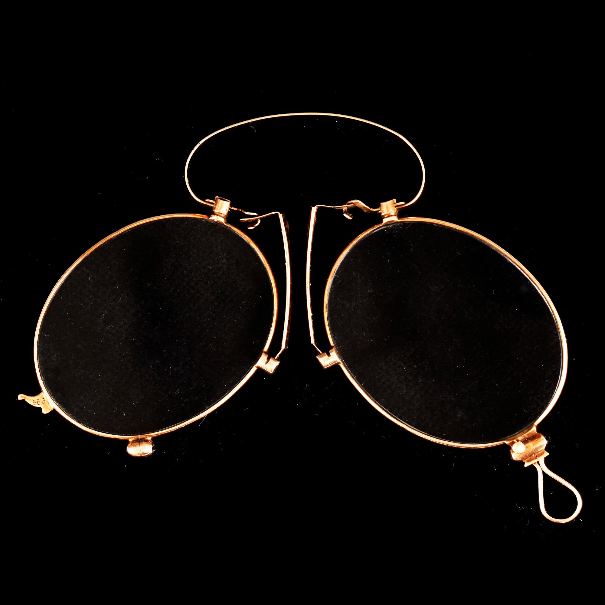 GLASÖGON, 14 k guld, 1800-tal.