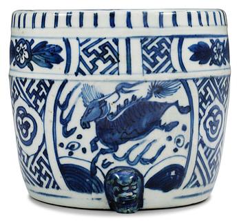 A blue and white tripod censer, Ming dynasty, Wanli (1573-1619).