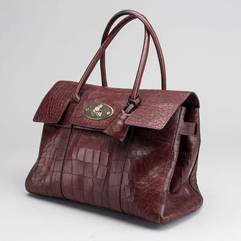 MULBERRY, "Bayswater Oxblood Deep Embossed Croc Print",