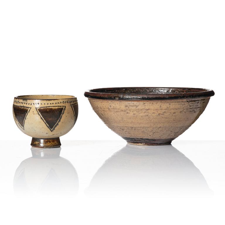 Anders Bruno Liljefors, two stoneware bowls, Gustavsberg studio, Sweden 1950-60s.