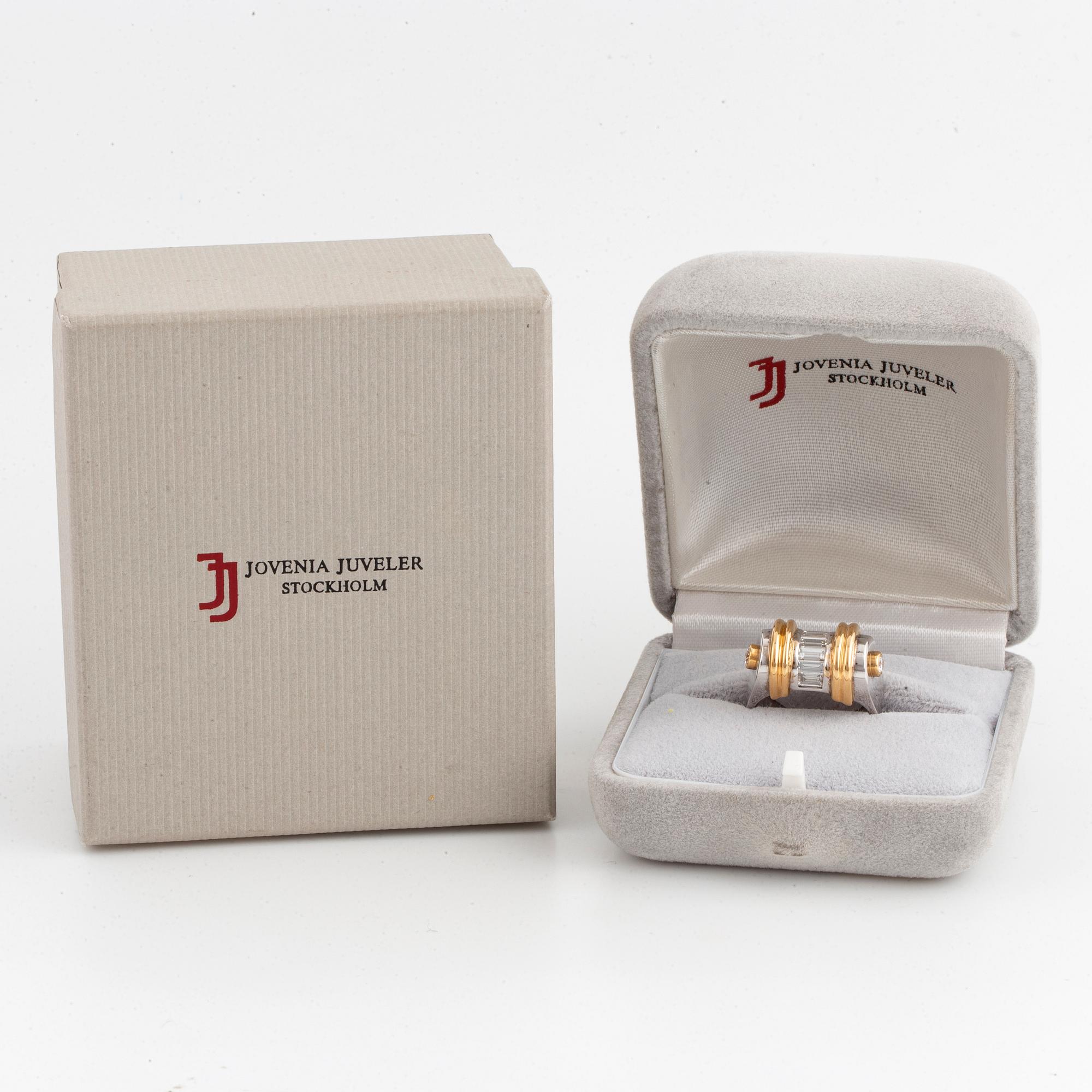 Baguette and brilliant-cut diamond ring.