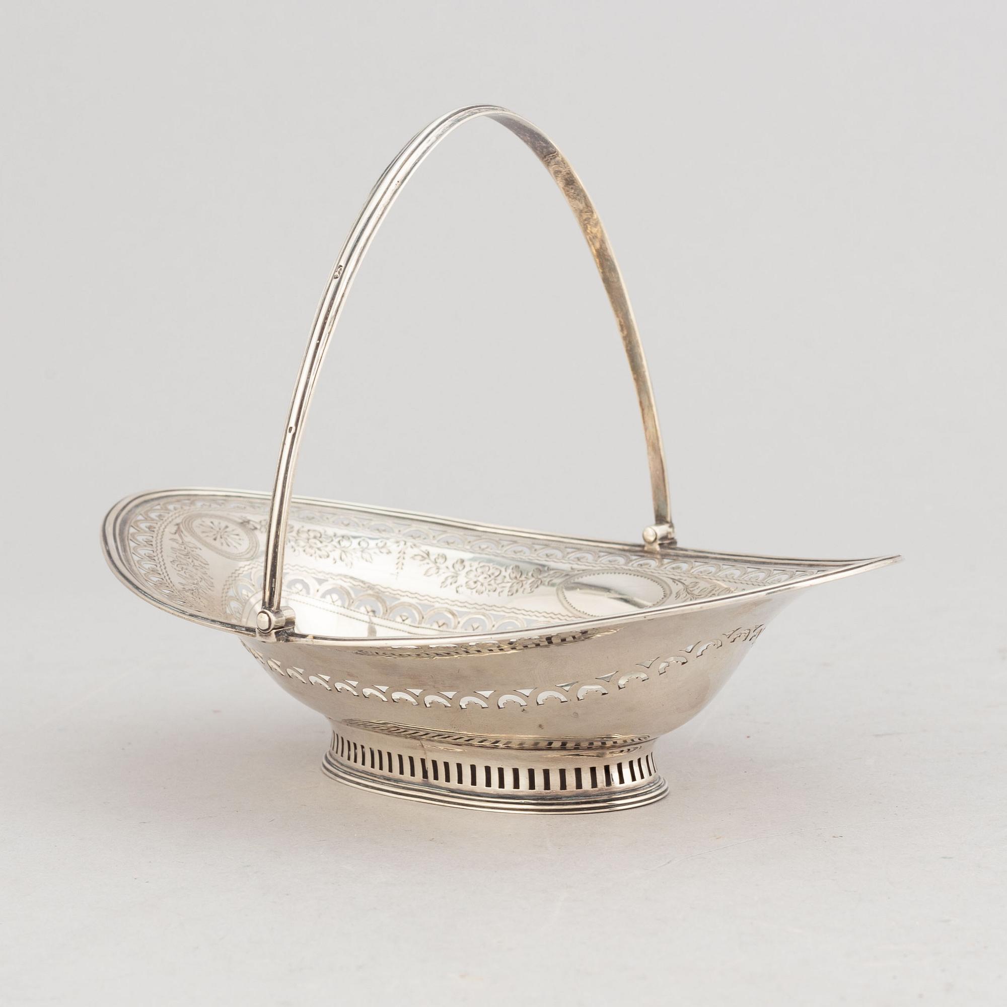 Hester Bateman, konfektkorg, silver, London 1789.