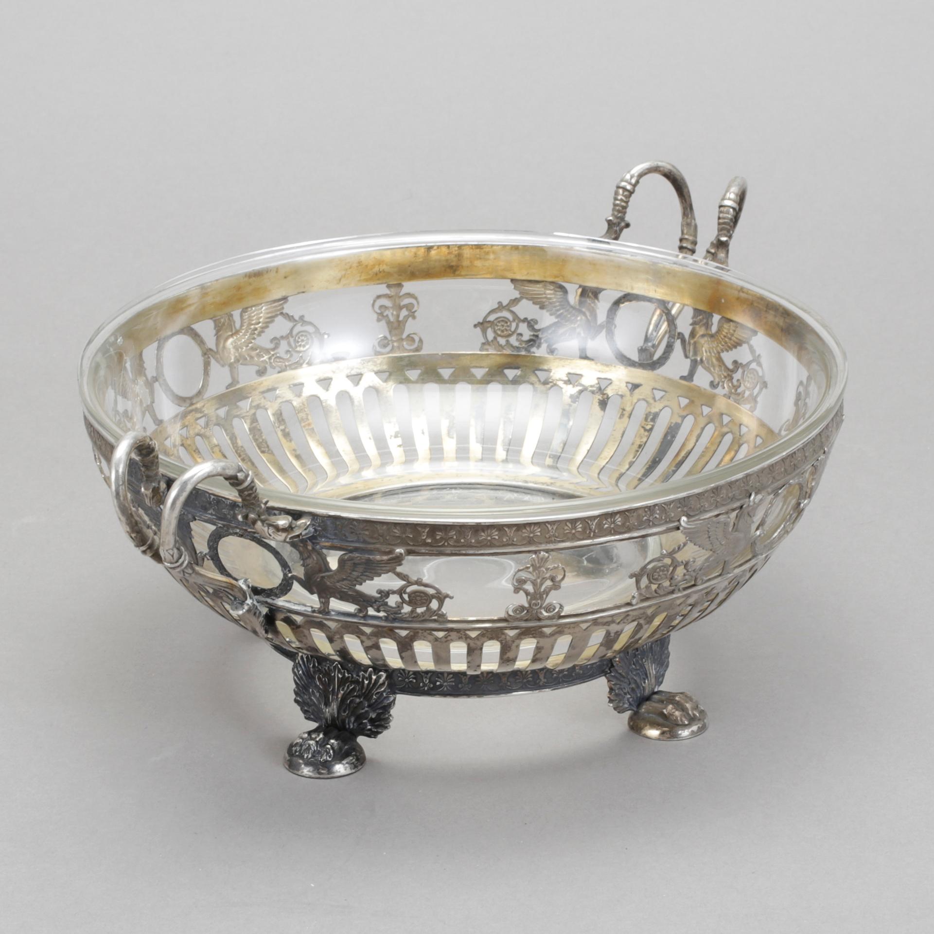 SKÅL, silver, empire, sannolikt Aachen, Tyskland, 1800-talets första hälft/mitt. Total silver vikt  ca 514 gram.