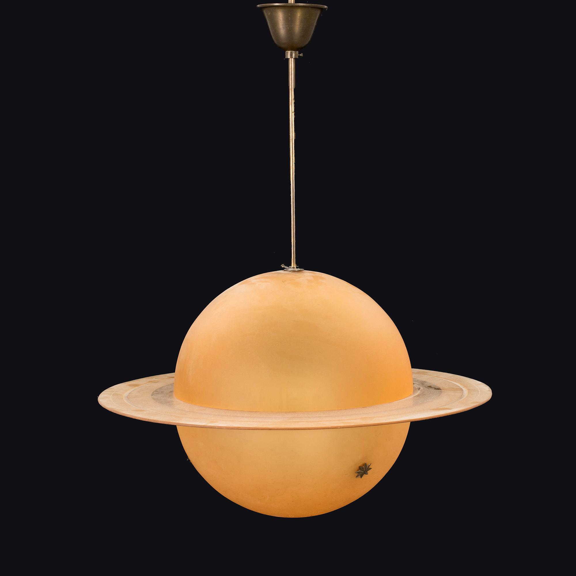 EDWARD HALD, TAKLAMPA, s.k. Saturnuslampa, 1930 för Orrefors,