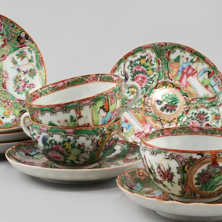 SERVISDELAR, 13 st, porslin, Kanton, Kina, 1800/1900-tal.