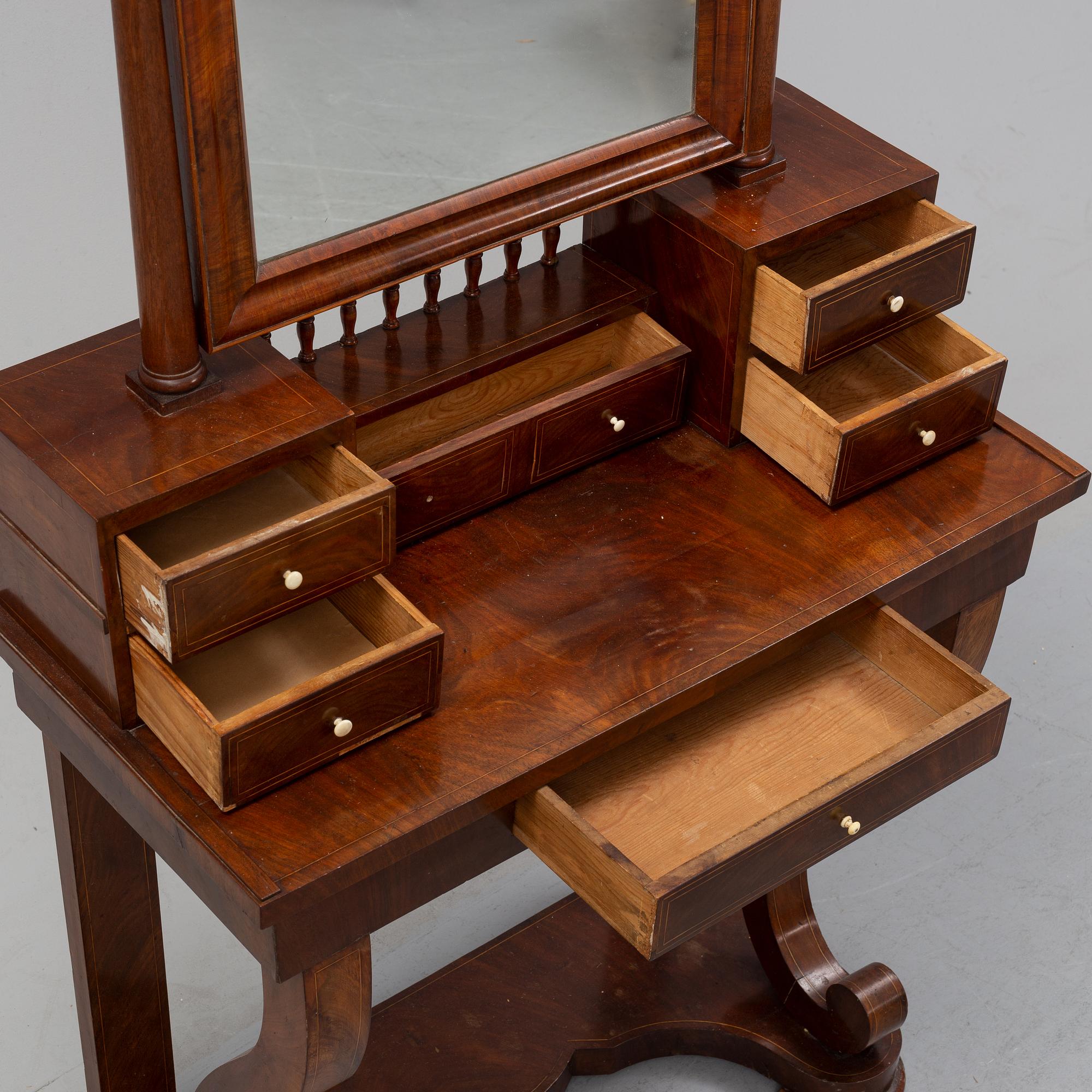 A 19th century Swedish Empire mahogany dressing table.
