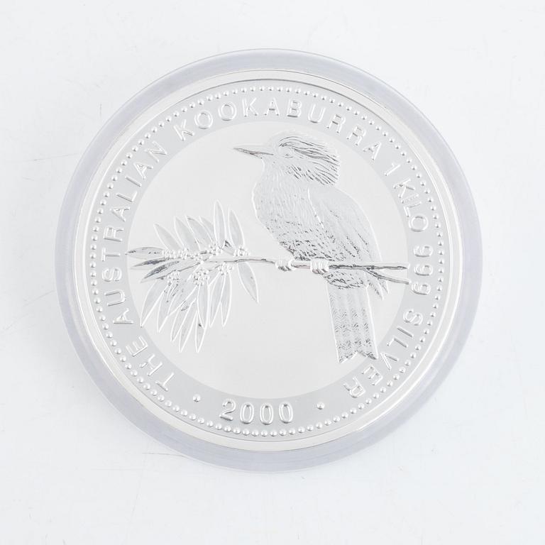 Mynt, silver, Kookaburra 2000, 1 kilo, silver 999.
