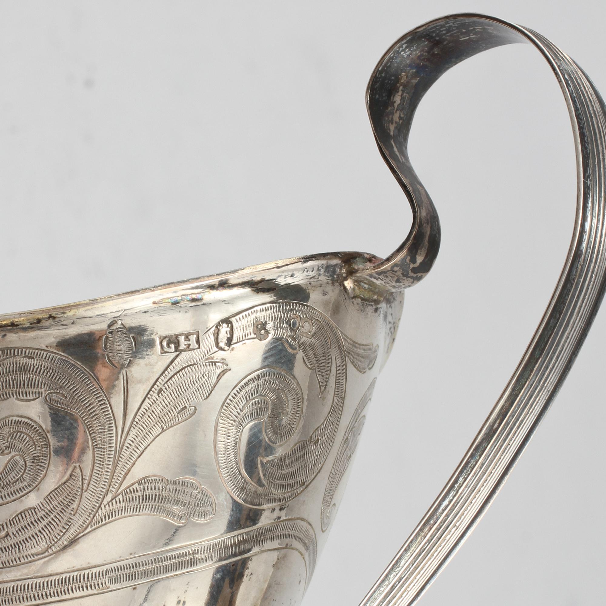 GRÄDDKANNA, silver, Gustaf Hagström, Stockholm, 1796. Vikt 179 gram.