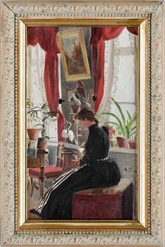 AUGUSTA JENSEN, olja på duk. Monogramsign.