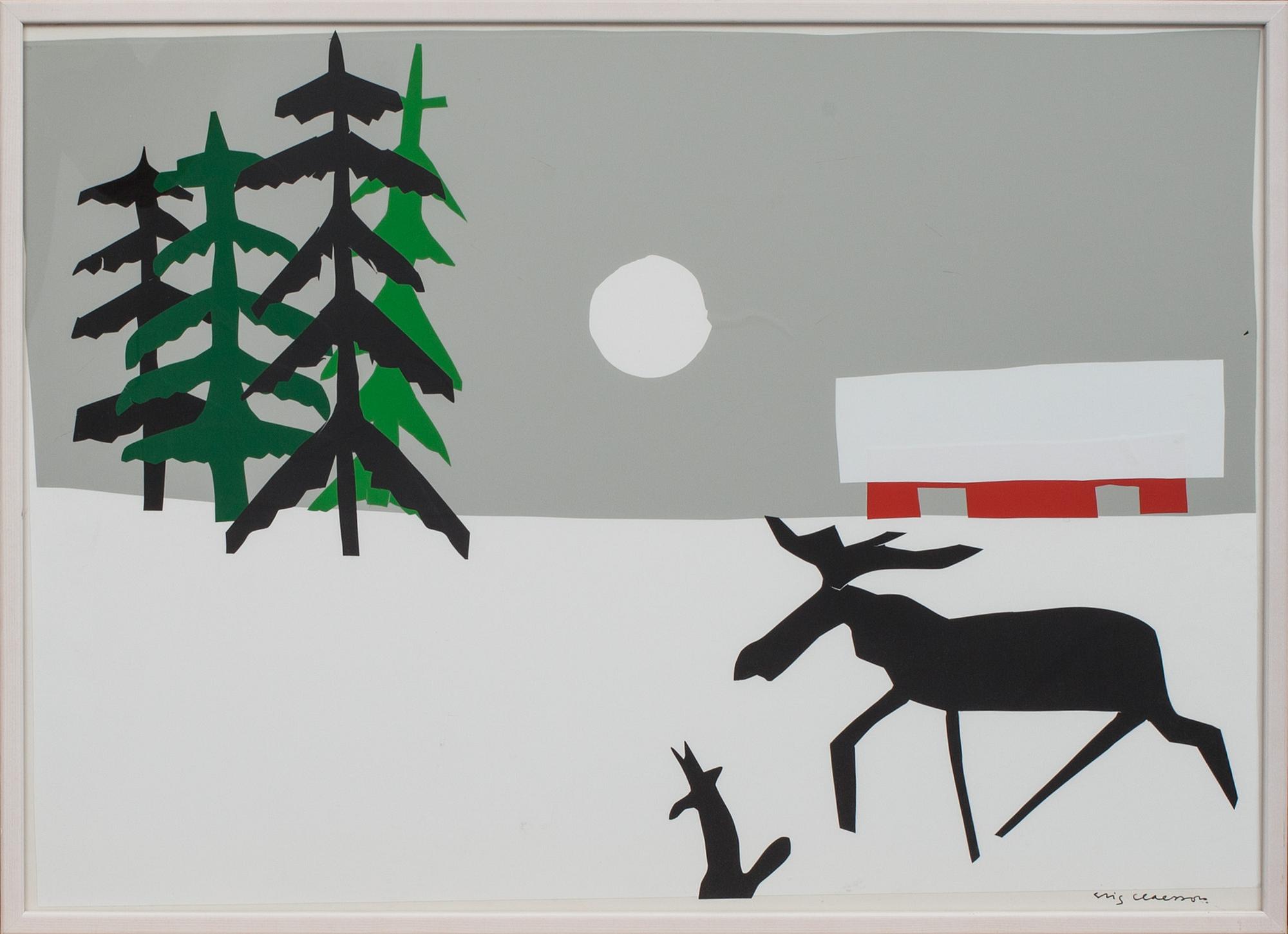 STIG CLAESSON (SLAS), collage, signerad.