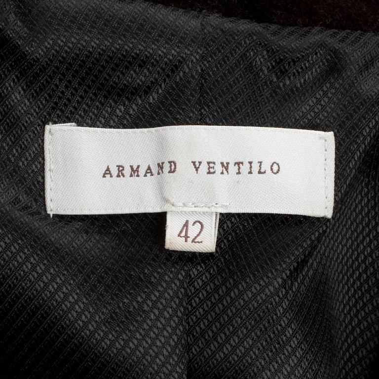 ARMAND VENTILO, a dark brown velvet evening jacket.