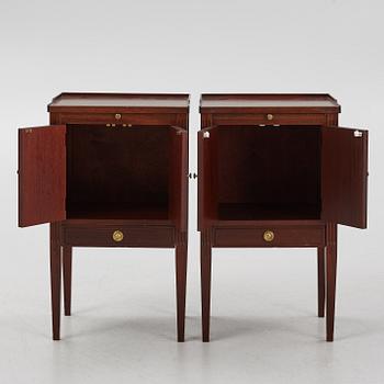Bedside tables, a pair, Gustavian style, second half of the 20th century.