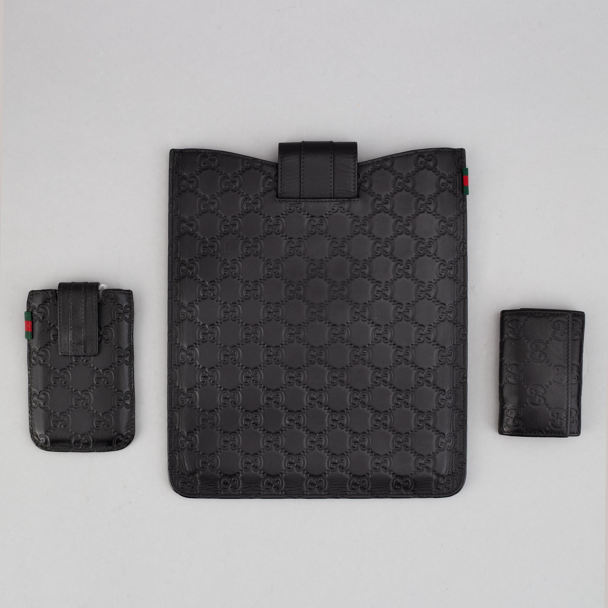 Gucci, ipad-case, key-case and mobile-case.
