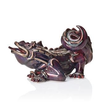 98. Wilhelm Kåge, a stoneware sculpture of a dragon, Gustavsberg, Sweden 1940-50s.