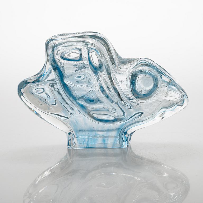 Helena Tynell, skulptur "Fågel" ur serien Noaks ark, signerad Helena Tynell Riihimäen Lasi Oy.