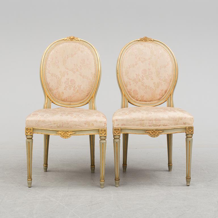 A pair of second half of the 20th century Gustavian style chairs from Nordiska Kompaniet.