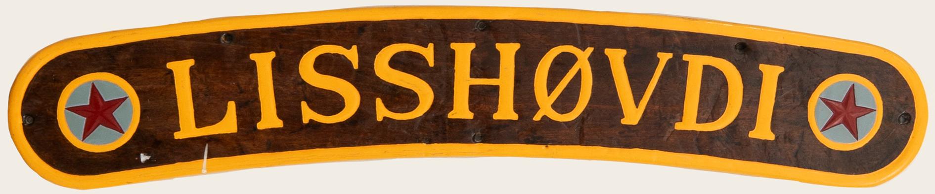 Namnskylt för båt "Lisshovdi" 1900-tal.