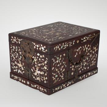 SKRIN, Kina, rosenträ med pärlemorinlägg, 1900-talets början.