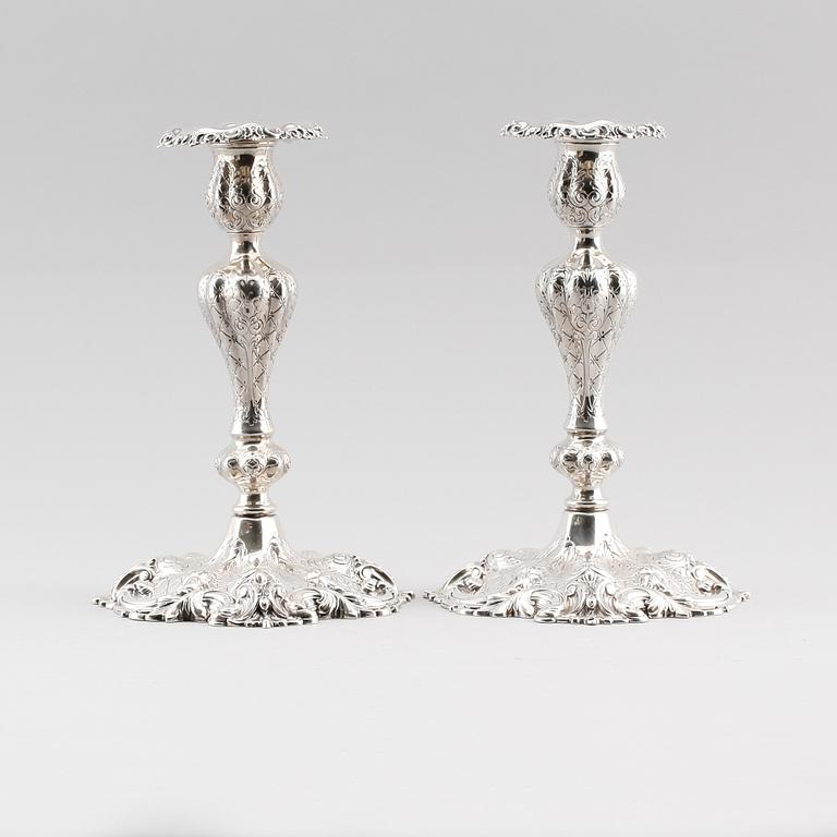 LJUSSTAKAR, 1 par, sterlingsilver, Mermod Jaccard & King Co, USA, 1900-talets första hälft. Total vikt ca 2274 gr.