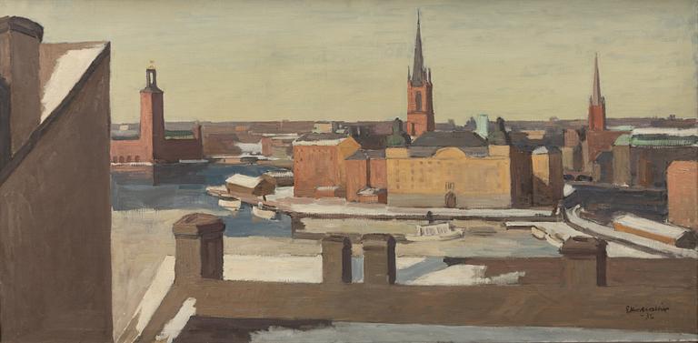 Ellis Wallin, View of Riddarholmen and Stockholm City Hall.
