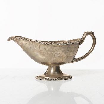 A silver sauceboat with tray and spoon, Anaya, Mexico, second half of the 20th Century.
