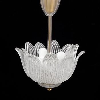 A glass ceiling lamp, probably Orrefors, mid 20th century.