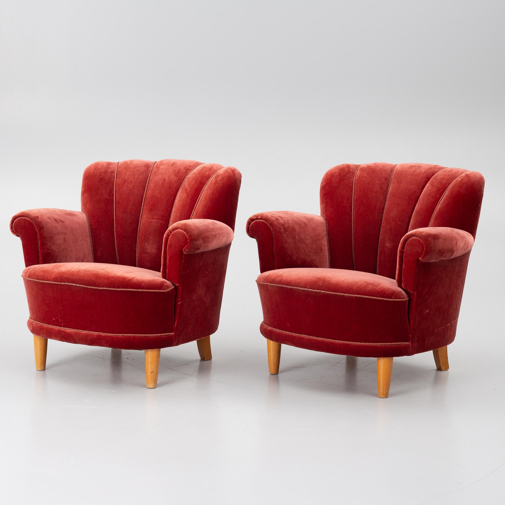 Fåtöljer, ett par, "Swedish Modern", 1940-tal.