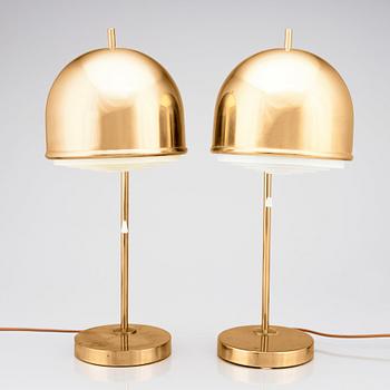 Eje Ahlgren, a pair of brass table lamps, model 'B-075', Bergboms, Sweden, 1960-70s.