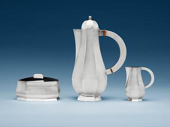 511. WIWEN NILSSON, kaffeservis, 3 delar, Lund 1945-46, sterling.