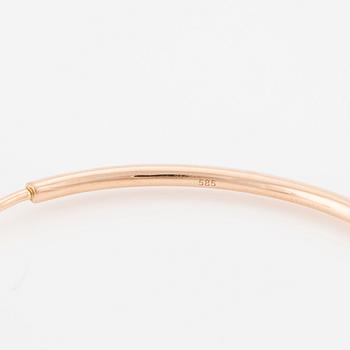 Örhängen, kreoler, 14K roséguld med briljantslipade diamanter.