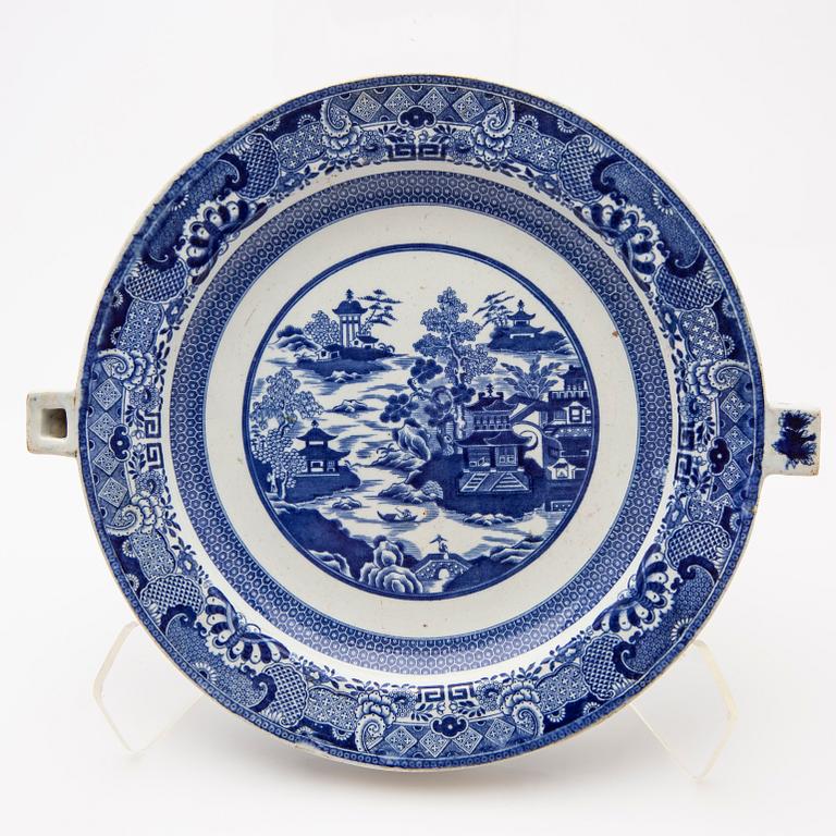 Hot watert plates, two pieces, creamware, Europe 19th century.