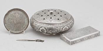 PARTI SILVER, 4 delar, orientaliska, 1900-tal. Tot vikt 1309 g.