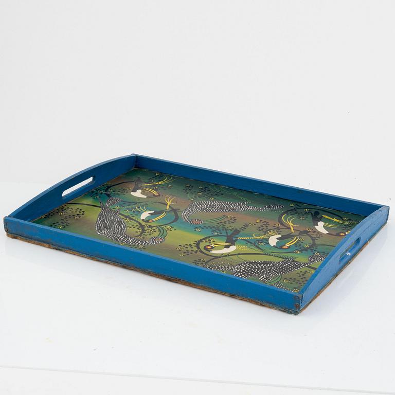 Unknown artist, Tingatinga painting in the form of a tray, second half of the 20th century.